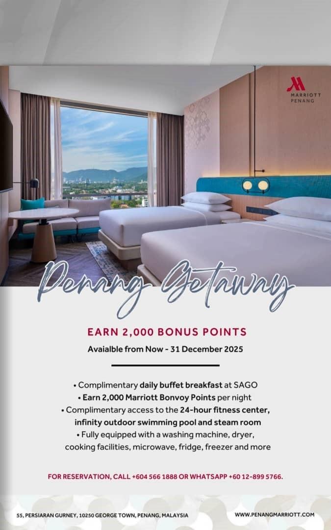 Penang- Extra 2000 Bonus Point by Peanng Marriott Hotel
