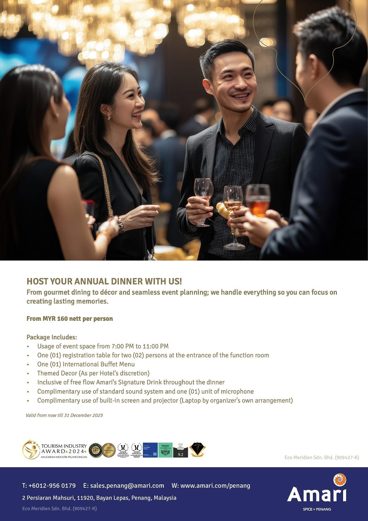 Annual Dinner Package by Amari SPICE Penang